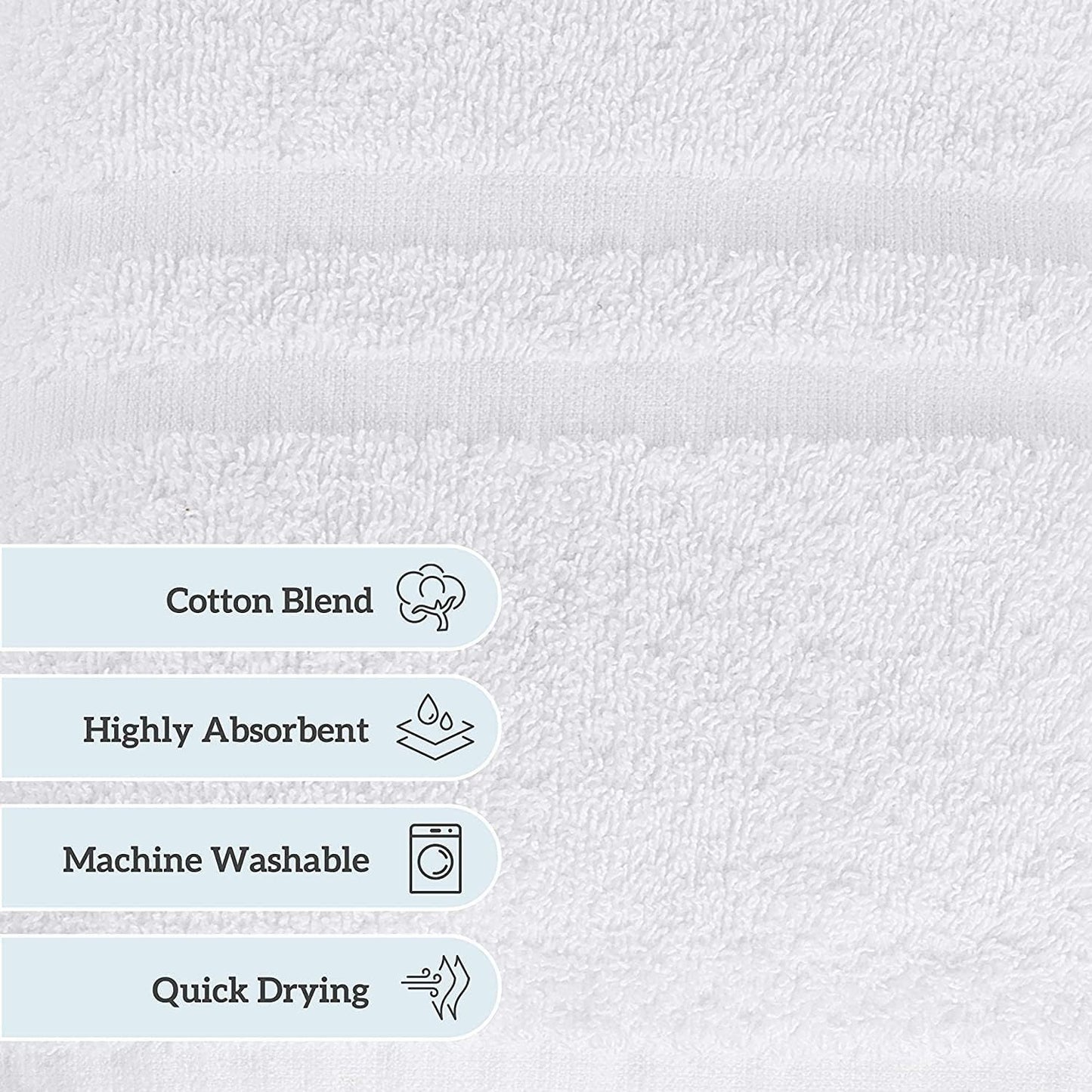 GREEN LIFESTYLE Luxury Bath Towel - White Large Bath Towels Pack for Spa, Gym, Bathroom, Hotel - 86% Cotton 14% Polyester -Super Soft, Thick and Absorbent 24 x 50 Bulk Bath Towel - (48-Pack)