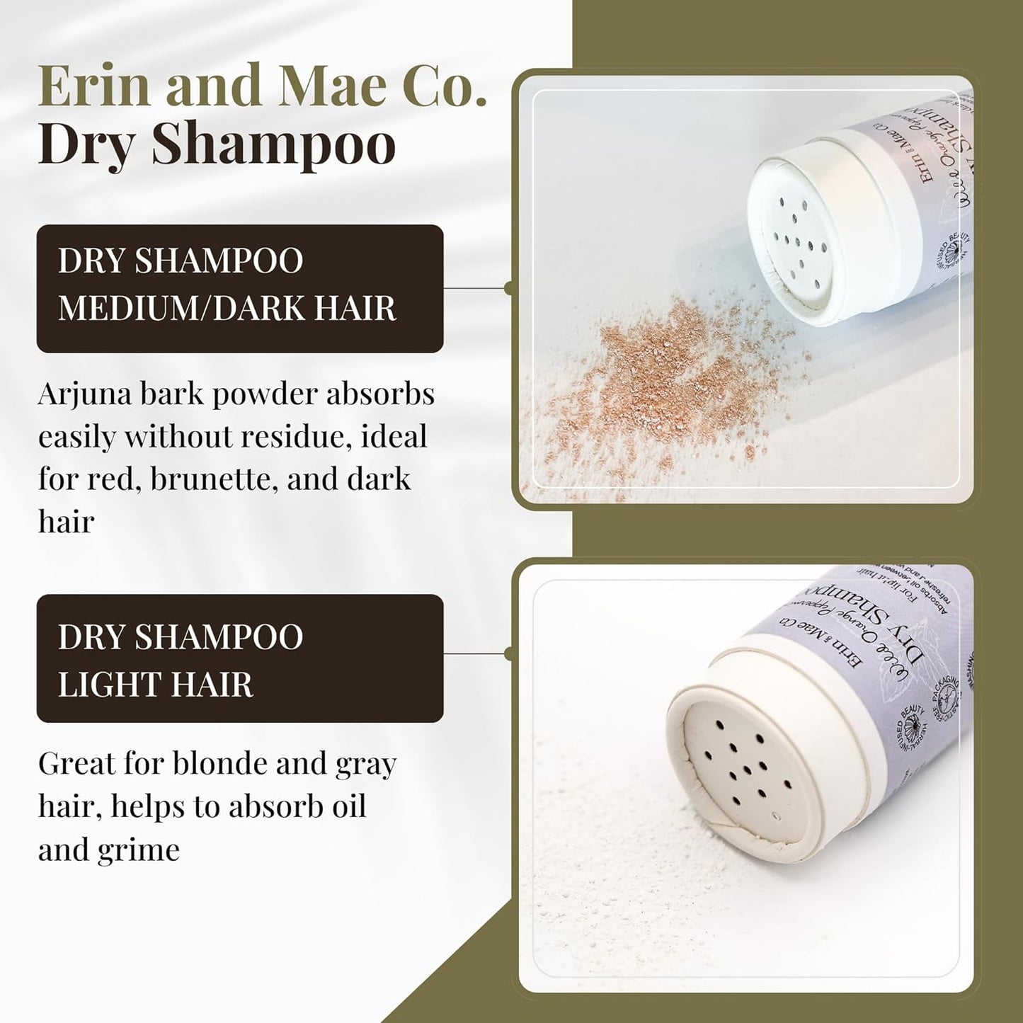 Dry Shampoo Powder | Natural Refreshing Non-Aerosol Organic Shampoo For Women & Men | Artificial Fragrance Free With Less Grease | Travel Size Eco-Friendly Paper Shaker Tube | Medium Dark Hair - 2oz