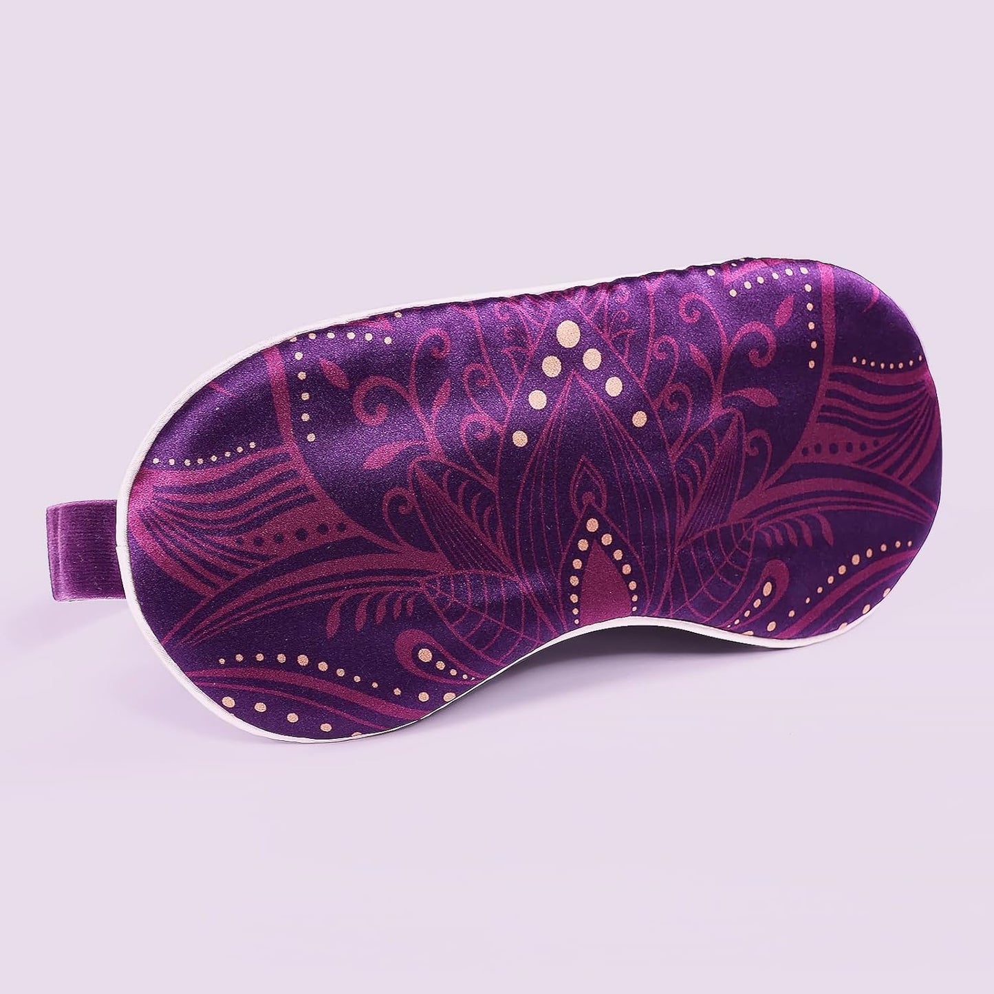 Luxury Silk Sleep Mask with 22mm Mulberry Silk, Velvet Elastic Band, Heat Therapy Pocket, and Travel Pouch, Purple Color