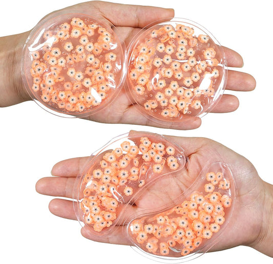 4PCS Gel Eye Ice Pack Set, Cold & Hot Compress, Reusable Cooling Gel Pads for Strain Relief, Relaxation, SPA and Sleep (4 Orange Flowers)