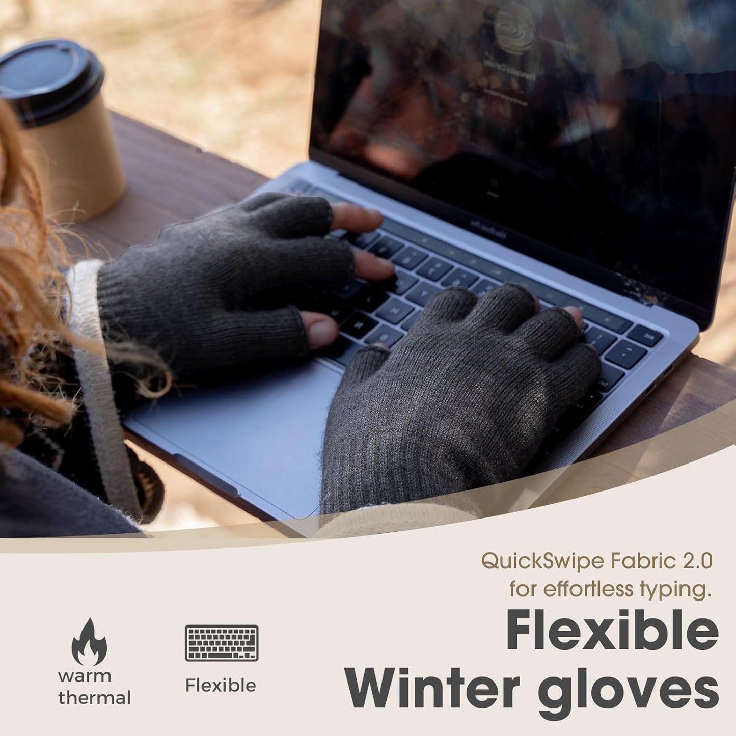 Rahhint Alpaca Wool Fingerless Gloves for Men Women Double-Layer Fleece Lined Winter Liner Warm Windproof Knitted