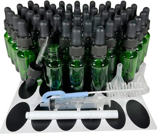 48Pack 15ml (1/2 oz) Glass Dropper Bottle. Essential Oil Bottle With Glass Eye Droppers. For Lab Bottles, Alcohol Bottles And Sterilize Water Bottles (Green)