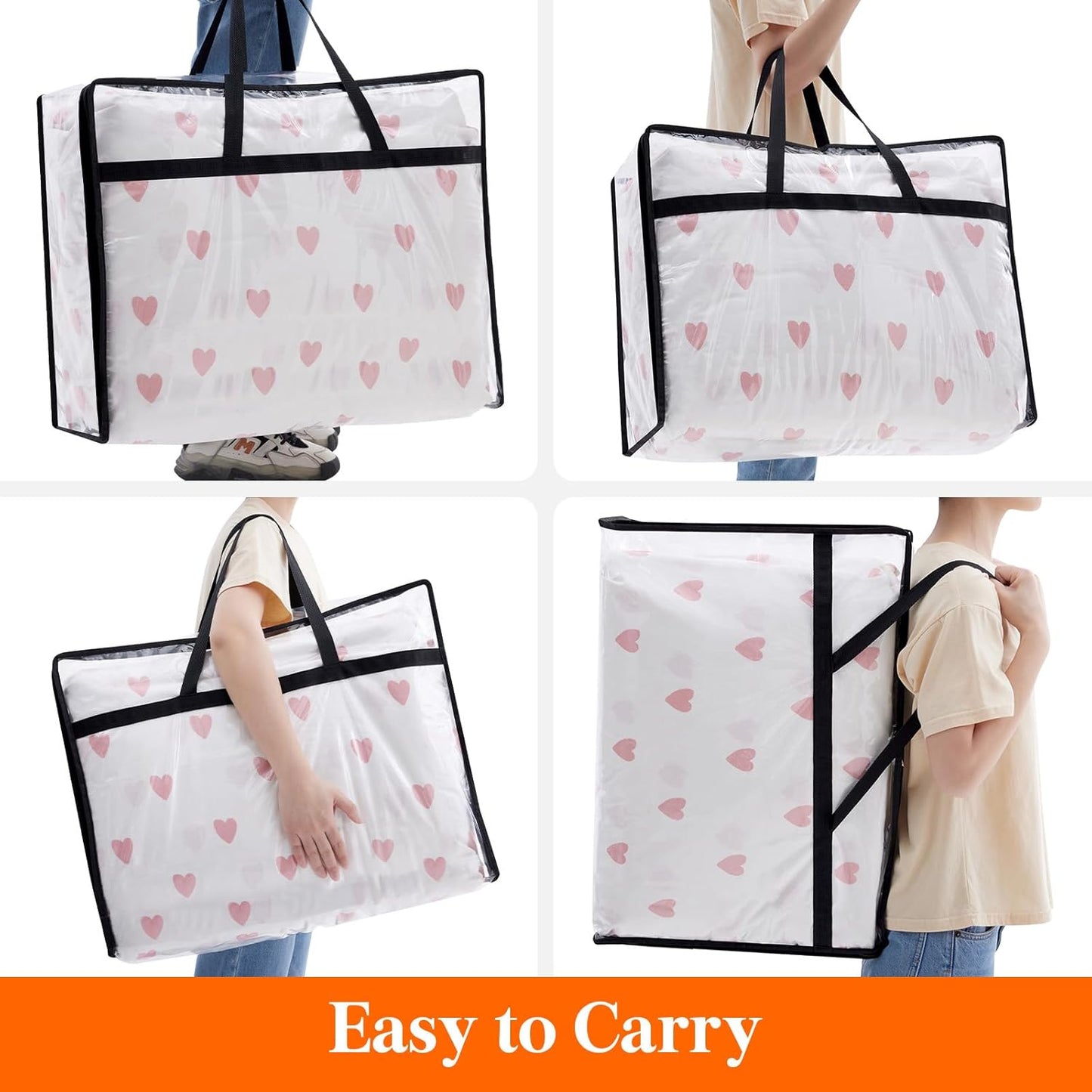 Lifewit 3 Pack Clear Clothes Storage Bags, 95L Plastic Blanket Storage Bag, Vinyl Foldable Moving Bags with Zipper，Closet Organizers and Storage Containers for Comforter, Bedding, Duvet, Pillow