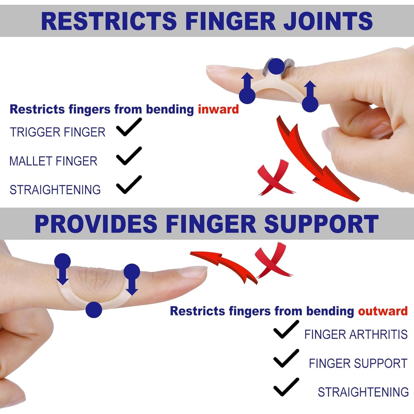 8Pcs Oval Finger Splints & Click-Lock Adjustment Kit, 4 Graduated Finger Ring Splint & 4 Splint Adjustment, Finger Braces for Arthritis, Mallet, Straightening, Support (Size 8-11)