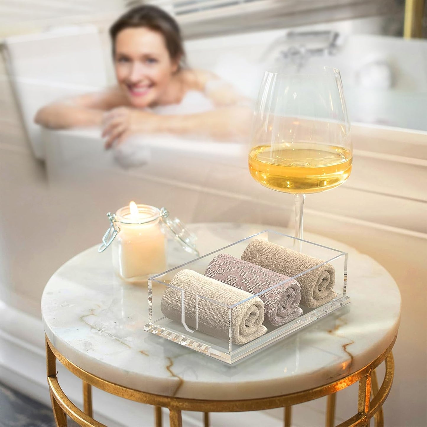 Napkin Holder for Table, Acrylic Guest Towel Holder for Bathroom, Clear Disposable Paper Hand Towels Tray for Kitchen, Buffet Napkin Paper Tray Napkin Caddy for Home Party 0.16+0.31in Thickness