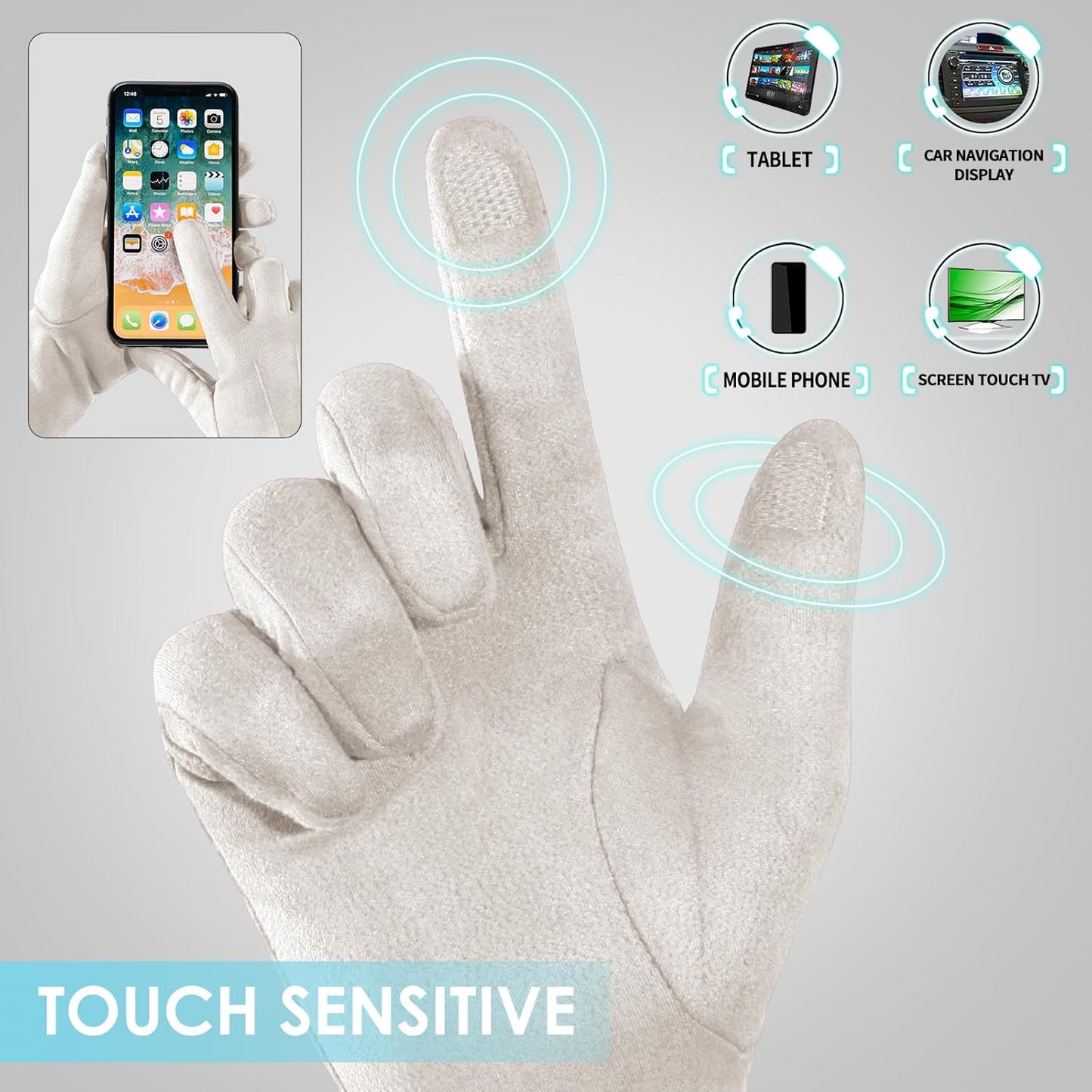 Achiou Women Winter Touchscreen Gloves Soft Comfortable Thermal Elastic Stretch Texting Glove for Traveling, Cycling, Running