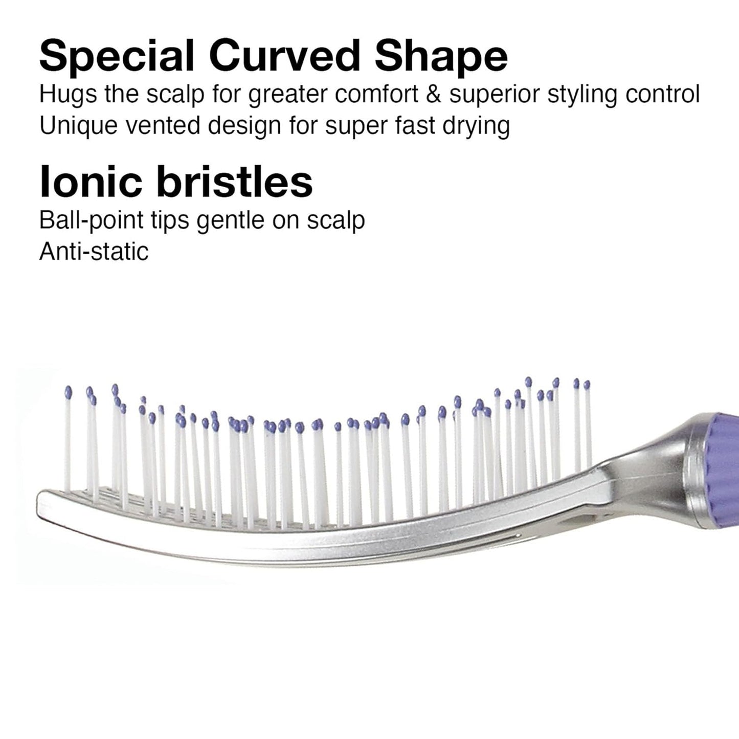 Olivia Garden Fingerbrush - Ionised Nylon Bristles - Medium Size - Purple Silver