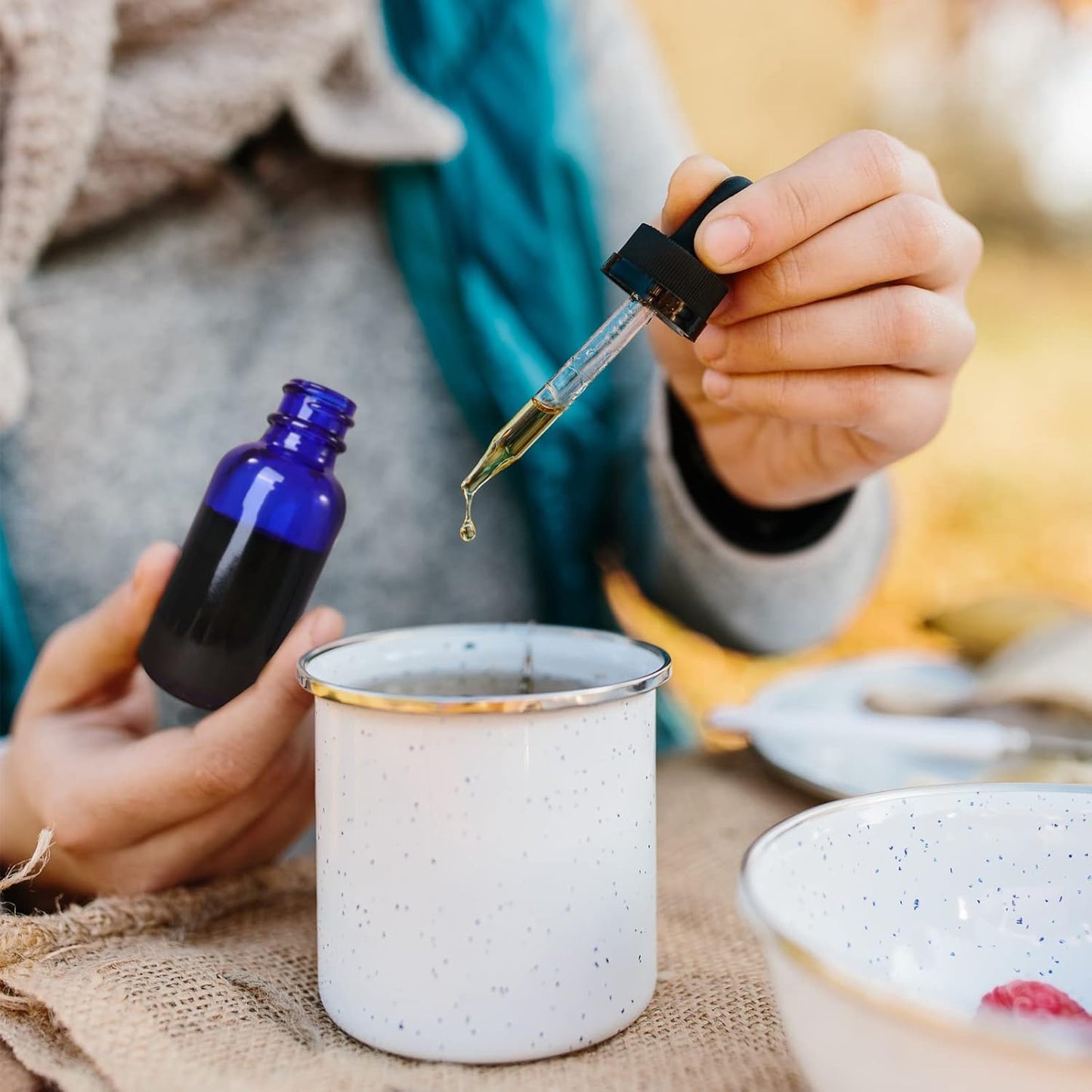 48 Pack 1oz Cobalt Blue Glass Bottles with Glass Eye Droppers for Essential Oils, Perfumes & Lab Chemicals (Brush, Funnels, 2 Extra Droppers, 54 Pieces Labels & 30ml Measuring Cup Included)