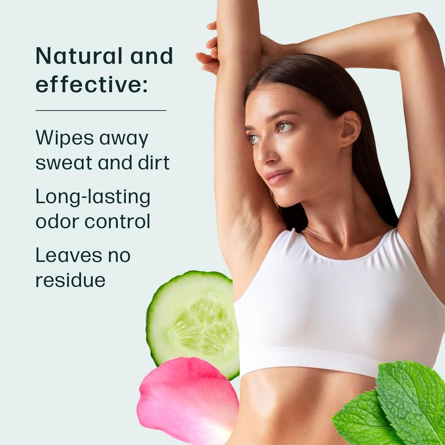 Dew Well Deodorant Wipes - On-the-Go Travel Deodorant - Fresh Mint, Rose & Cucumber Scents Body Wipes for Women - Aluminum, Paraben & Sulfate Free Mini Toiletries - 50 Count, Mint/Rose/Cucumber