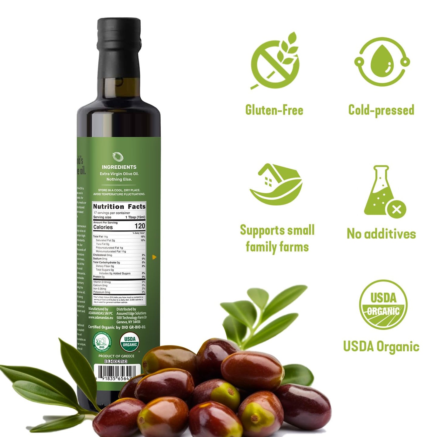 Dr. Cowan’s Garden 300+ Polyphenol Greek Extra Virgin Olive Oil - Single Estate Extra Virgin Olive Oil with Highest Polyphenols Sourced from Koroneiki Trees, Phase 2 Organic, Cold-Pressed, 16.9 FL Oz