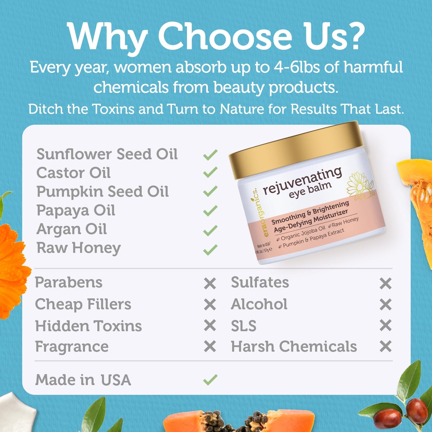 USDA Organic Eye Moisturizer Cream - Rejuvenating and Nourishing Age Defying Balm - Natural Ingredients for Sensitive Skin with Jojoba Oil, Argan Oil for Puffiness, Fine Lines Plus More