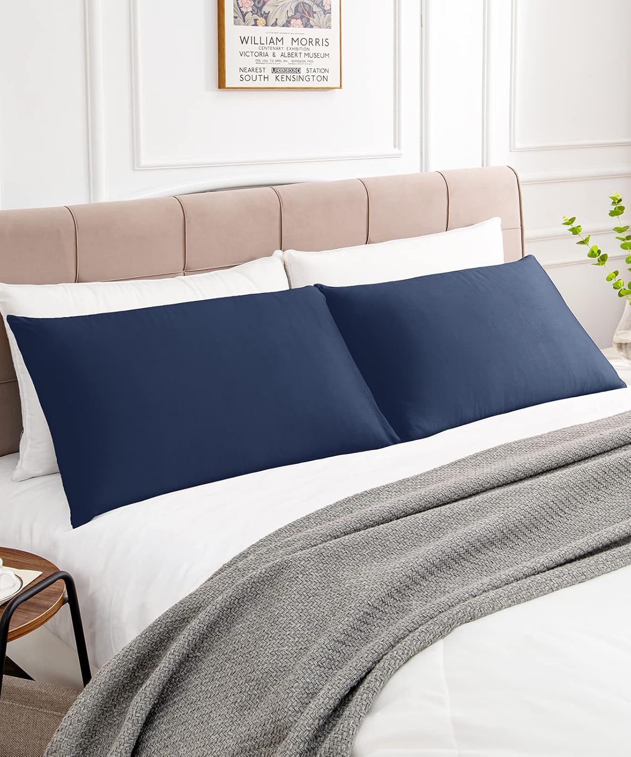 Warmstar Cotton Pillow Cases Standard Size Set of 2, 600 Thread Count Pillowcases 20x26 Inches, Soft Long Staple Cotton Pillowcases Breathable with Envelope Closure,Navy Blue