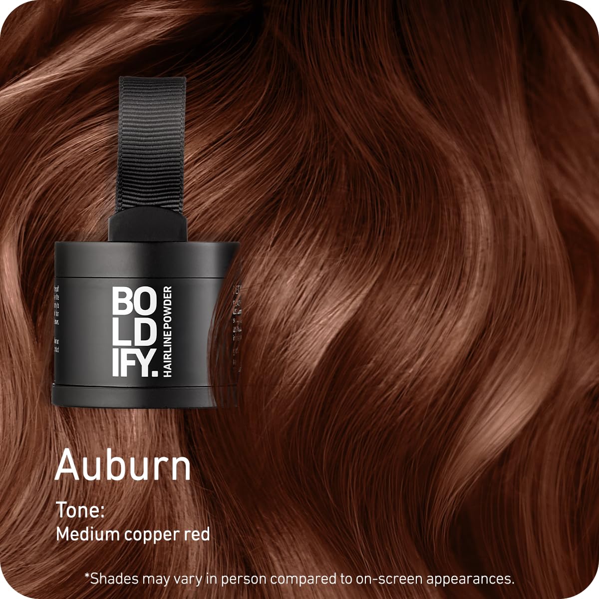 BOLDIFY Hairline Powder - Root Touch Up Hair Color for Gray Coverage - Bald Spot Concealing Hair Powder for Women & Men - 48-Hour Stain-Proof - Auburn