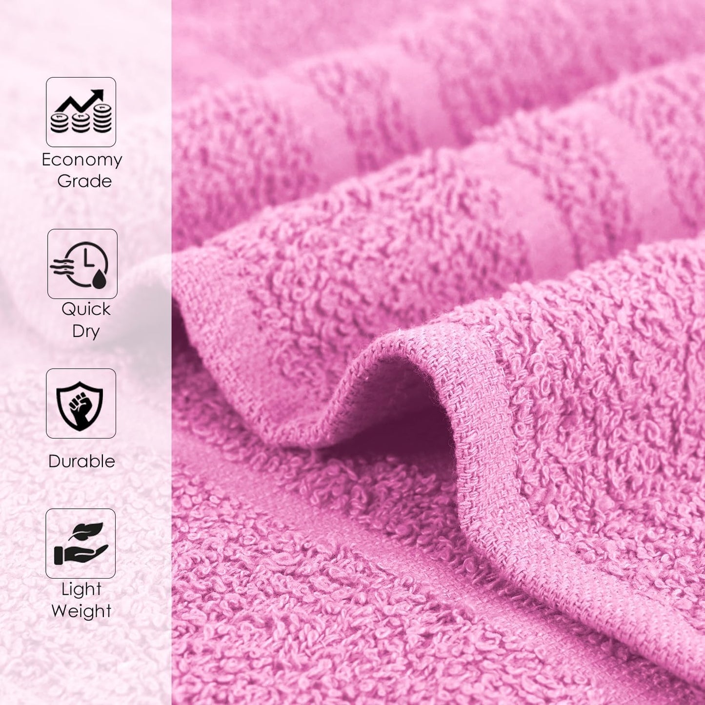 Hand Towels (Pack of 24) Pink Economy Towels Salon Towels - 100% Cotton Spa Towel – 16 x 27 Inches Highly Absorbable, Facial, Gym Towel, Hair, Face Towel Bulk