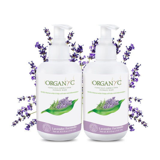Organyc Organic Intimate Wash with Lavender Essential Oils & Flower Extracts, Gentle Cleansing Feminine Wash for Women with Sensitive Skin, Soothing pH Balance Feminine Wash, 8.5 fl oz, Pack of 2