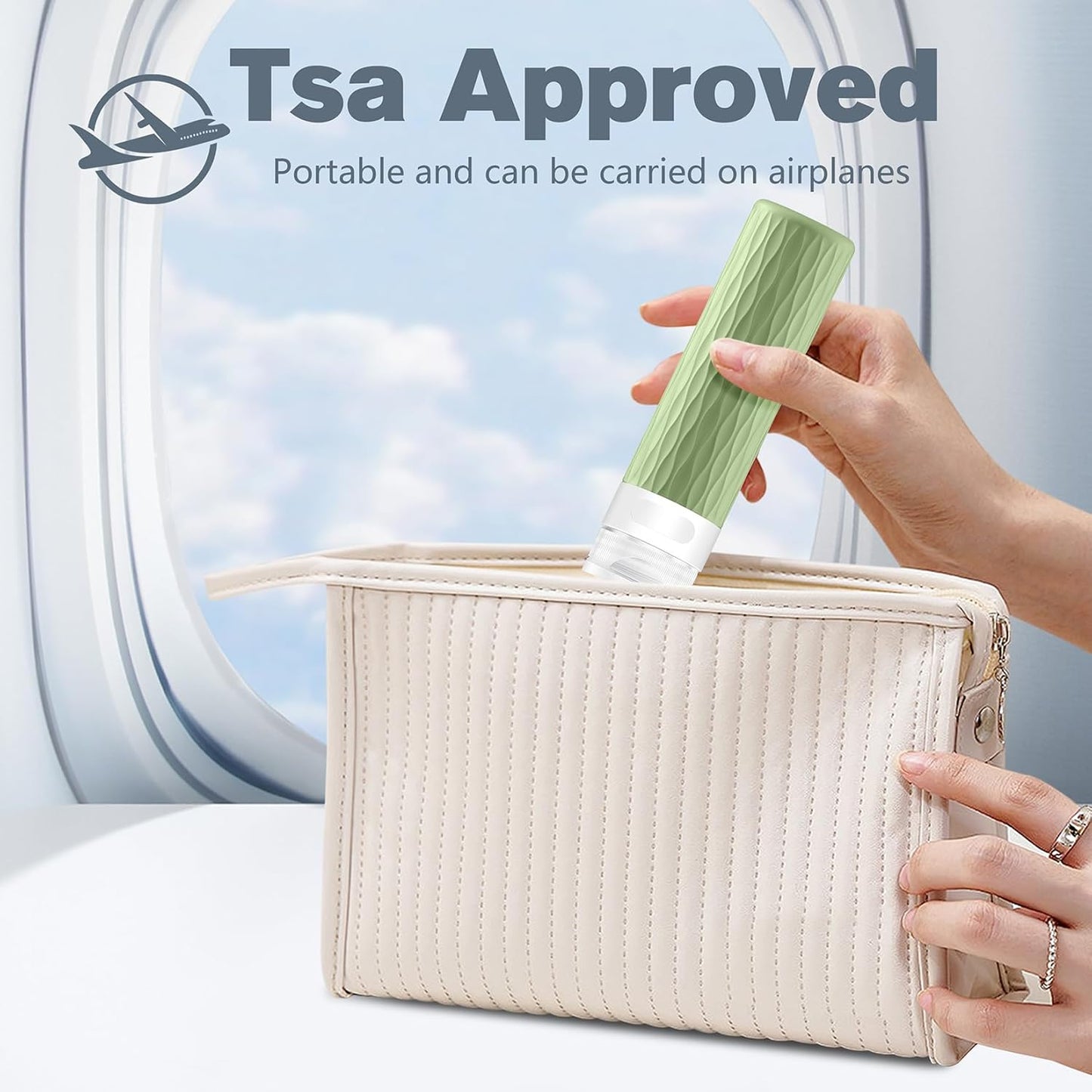 Travel Bottles for Toiletries, TSA Approved 3.4oz Travel Size Containers, BPA Free Leak Proof Silicone Traveling Bottles, Refillable Travel Essentials Kits for Shampoo Conditioner(4 Pack)-C