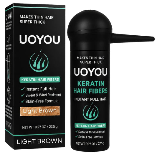 LIGHT BROWN Hair Fibers for Thinning Hair 27.5g Bottle with Applicator | Natural Keratin Hair Fibers Concealer for Hair Loss for Men and Women | Hair Building Fibres Powder [LIGHT BROWN]