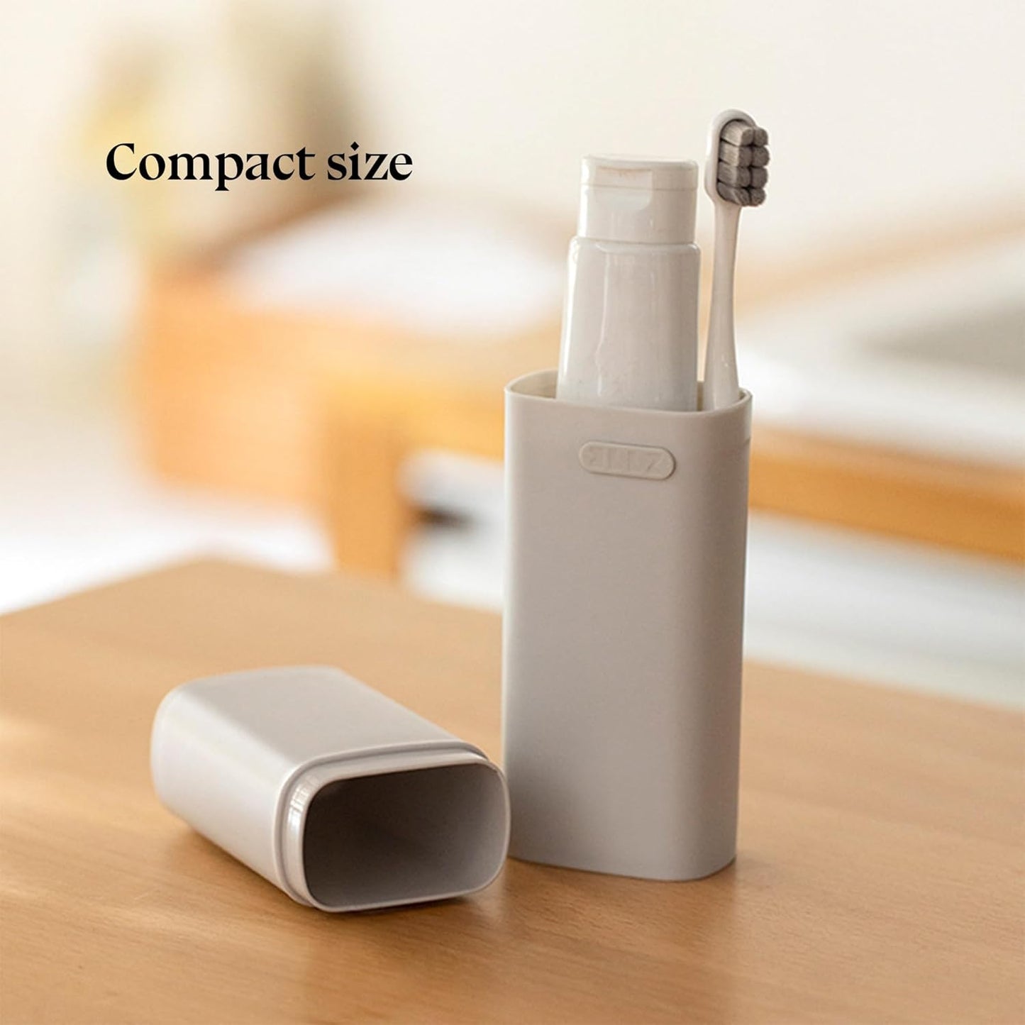 Compact Small Grey Travel Toothbrush Holder Case with Ventilation Hole, Portable Travel Toothbrush Cup with Cover, Storage Container for School Camping Business Trip Bathroom