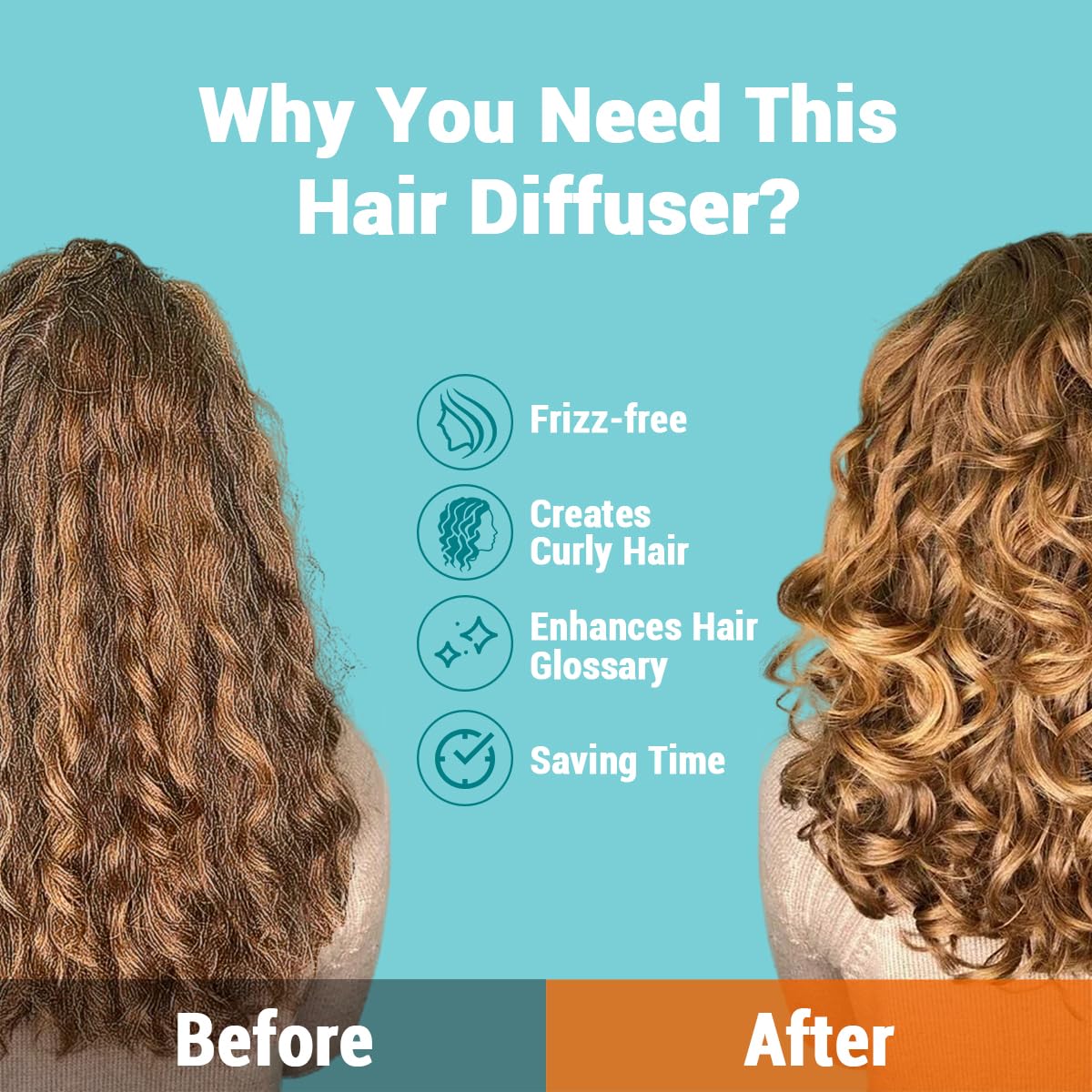 KAHEM Universal Hair Diffuser, Adjustable from 1.77 Inch to 2.76 Inch, Hair Dryer Diffuser Attachment for Frizz-free curly hair,Professional Blow Dryer Diffuser