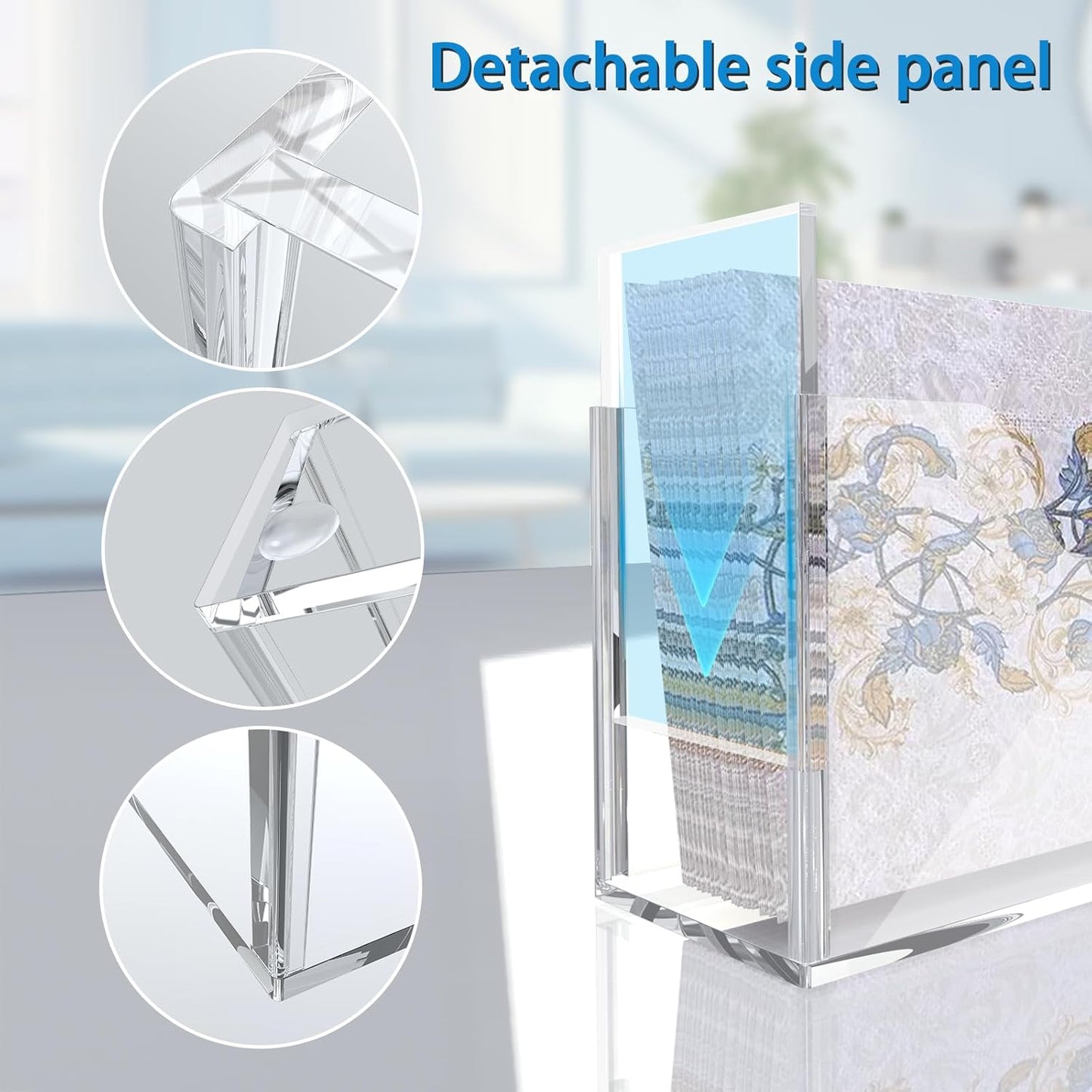 Acrylic Guest Towel Napkin Holder for Table, 2pcs Clear Disposable Hand Towel Holder for Bathroom, Washbasin Side Waterproof Tissue Dispenser for Home, Kitchen, Restaurant and Hotel