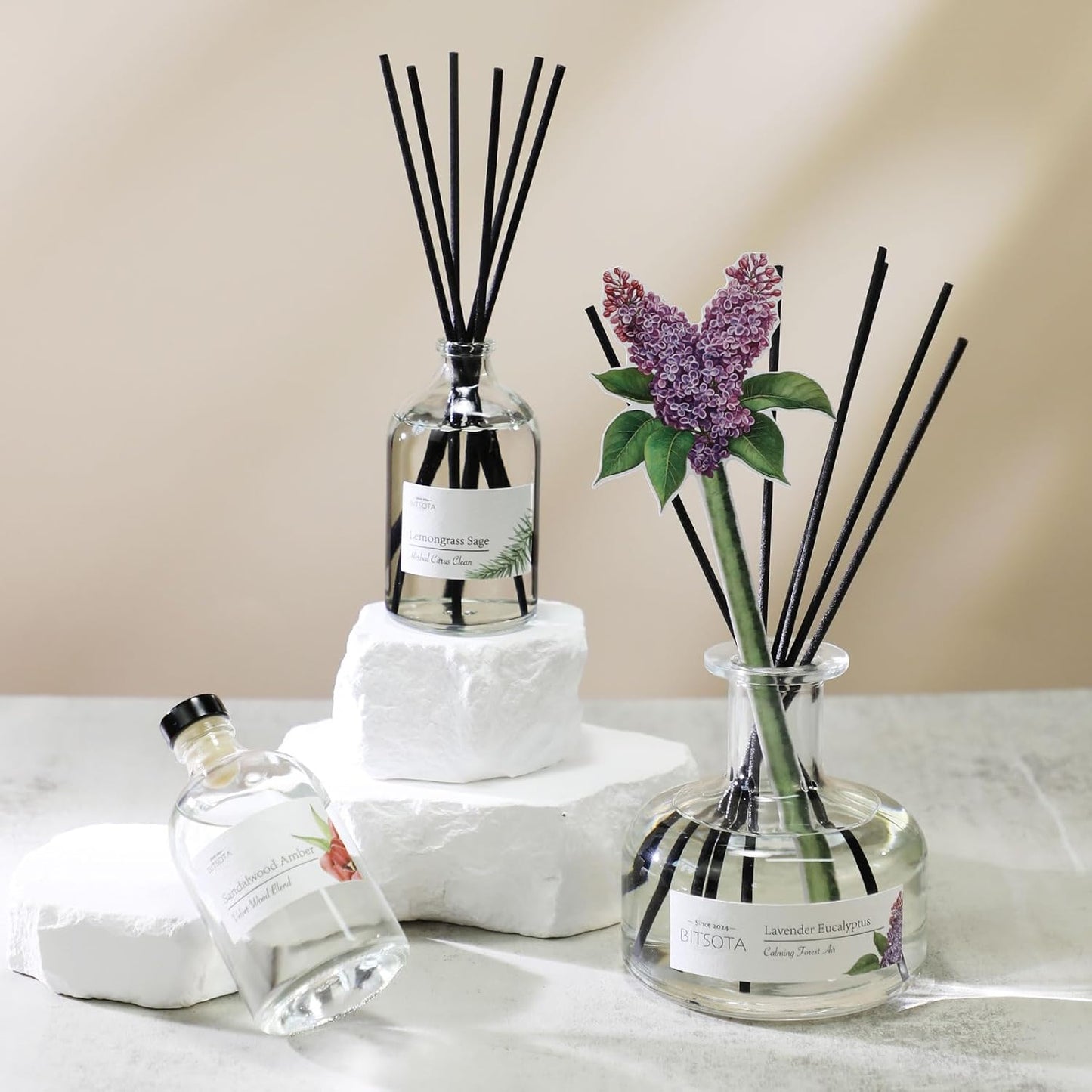 Reed Diffuser Set, 3.52 oz (100ml) Scented Diffuser with Sticks Home Fragrance Reed Diffuser for Bathroom Shelf Decor, Ideal Gift for Woman (Ocean Breeze)