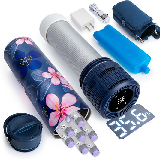 YOUSHARES Electric Insulin Cooler Travel Case, 35-68°F Custom & Display Temperature Medical Cooler with Biogel & USB Charger, TSA Approved Diabetic Medication Refrigerator, Portable for 1–7 EpiPens