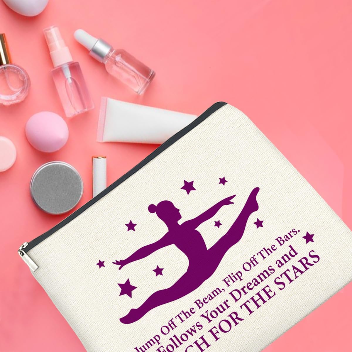 Inspirational Gymnastics Makeup Bag Gift, Gymnast Gifts Cosmetic Bag Zipper Makeup Pouch