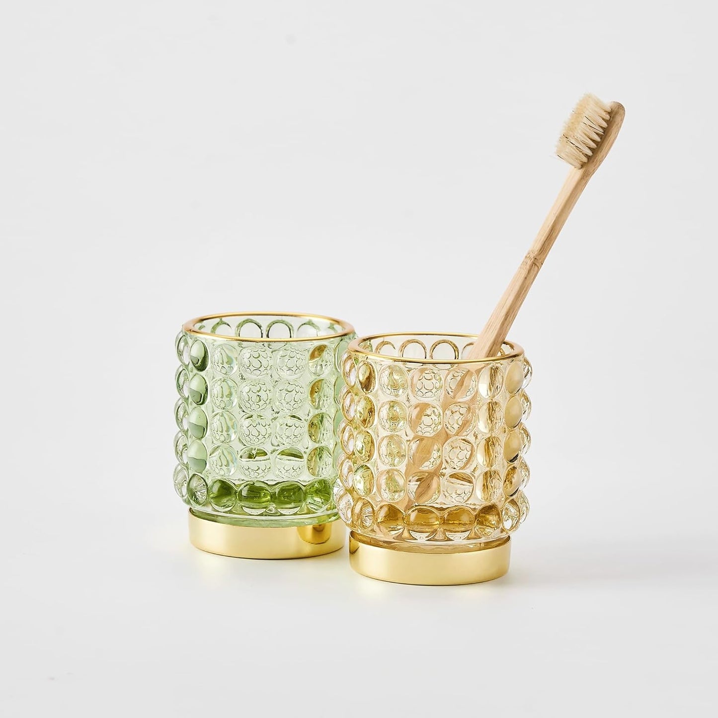 Makeup Brush Holder Organizer,Toothbrush Holders,Desk Pen Pencil Holder,Multifunctional Vintage Glass Brush Cup(A38-6-US/Gold/S)