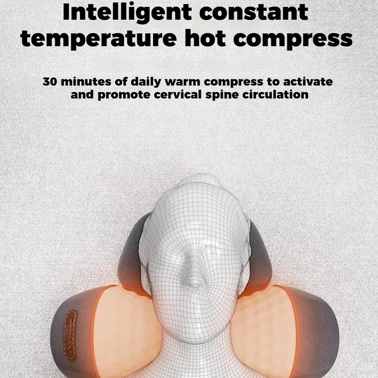 Heapls 3 in 1 Neck Massage Pillow, 3 Function Modes - Traction and Lifting/Bionic Massage/Smart Heat Compress, Massages for Stress Relief & Neck Nervous Alleviation for Office & Home (Black)