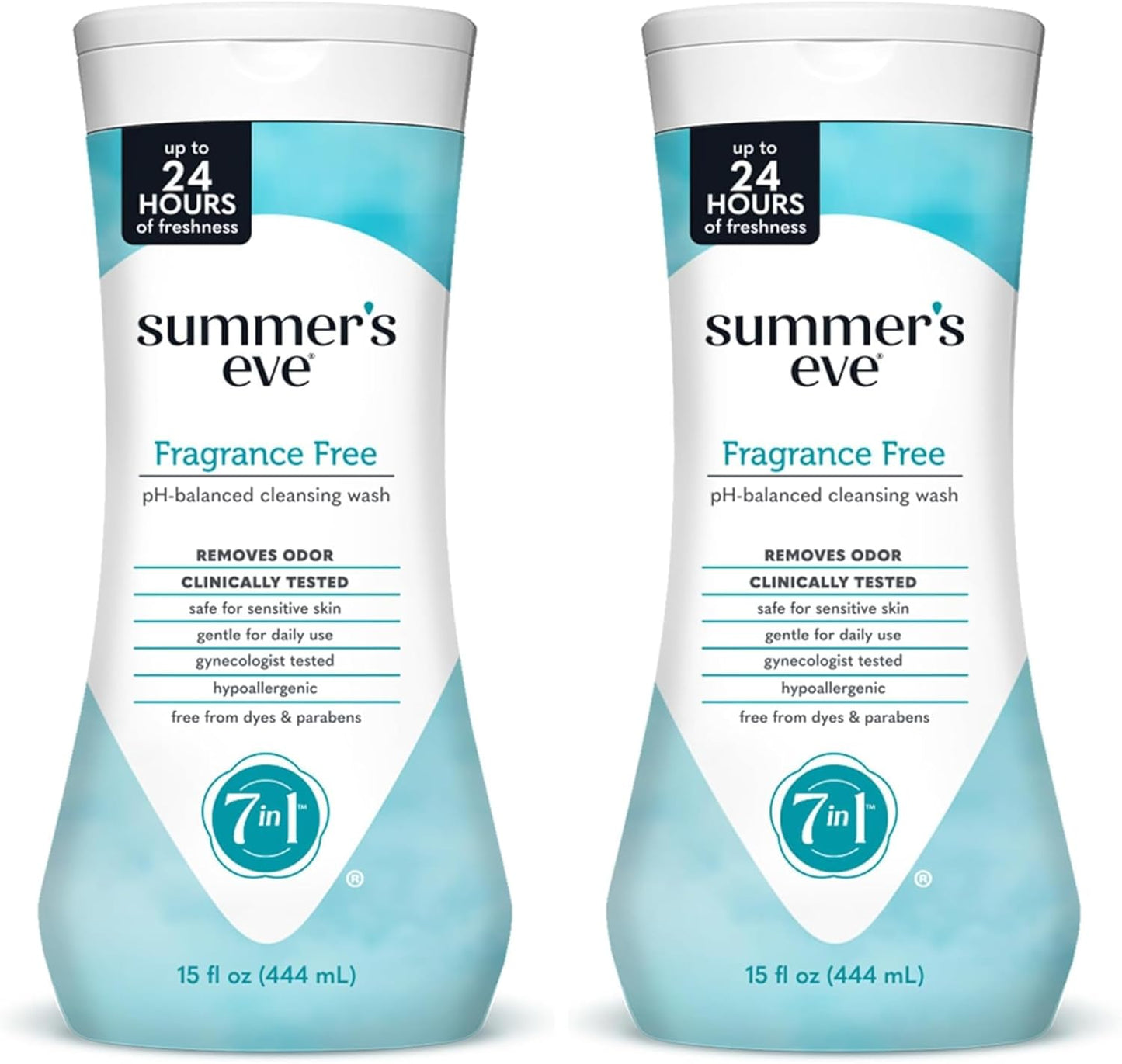 Summer's Eve Fragrance Free Gentle Daily All Over Feminine Body Wash, Removes Odor, Feminine Wash pH Balanced, 15 fl oz (Pack of 2)