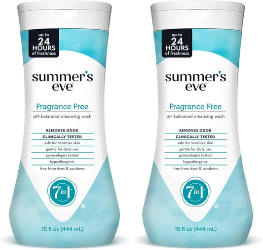 Summer's Eve Fragrance Free Gentle Daily All Over Feminine Body Wash, Removes Odor, Feminine Wash pH Balanced, 15 fl oz (Pack of 2)