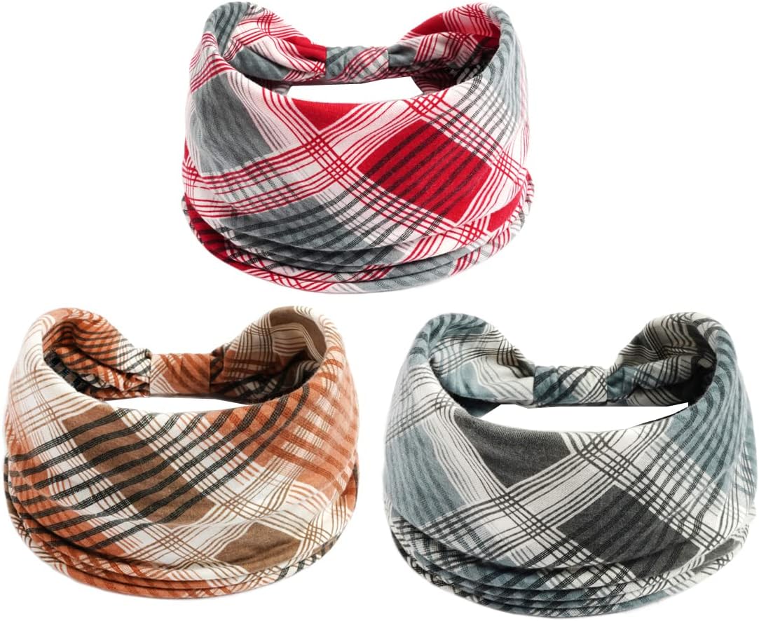 K-Elewon 3 Pack Women Wide Elastic Head Wrap Headband Sports yoga Hair Band