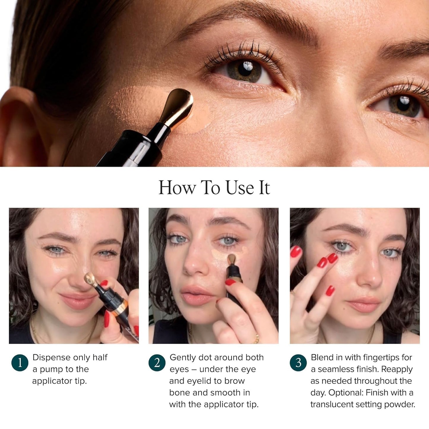 DRMTLGY Luminous Eye Corrector SPF 41, Under Eye Color Corrector for Dark Circles, Anti-Aging Tinted Eye Cream, Hydrating Eye Serum with Peach Undertone, Tan