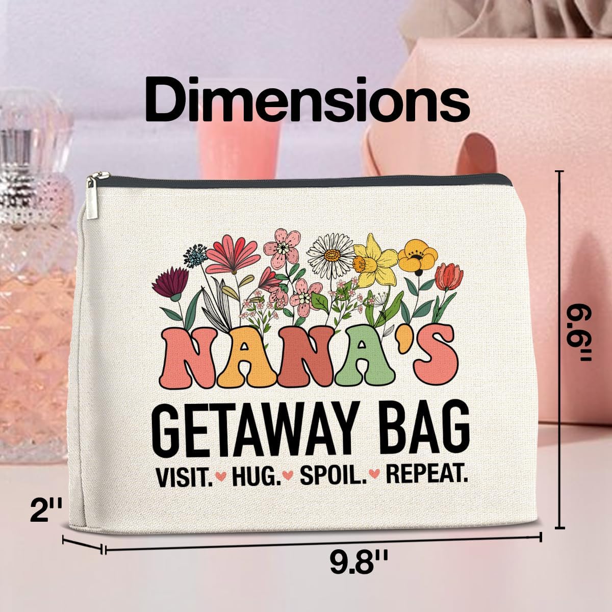 Nana's Getaway Cosmetic Bag Grandma Gifts from Grandkids, Gift for Grandma Grandmother Grammy Nana Makeup Bag Zipper Makeup Pouch