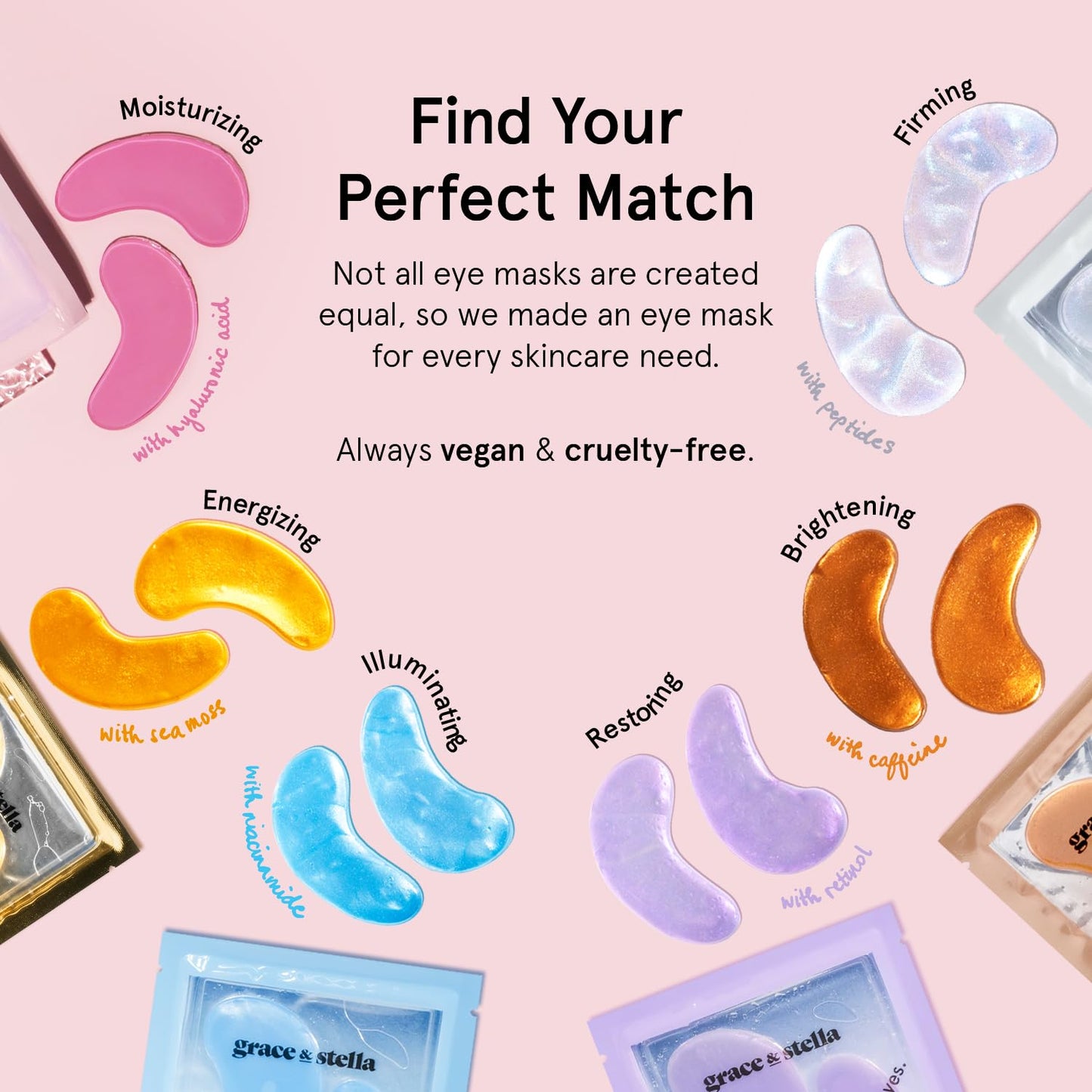 grace & stella Award Winning Under Eye Mask - Travel Essentials - Birthday Gifts for Women - Gel Eye Patches for Dark Circles, Puffy Eyes, Wrinkles, Undereye Bags - Vegan Self Care (48 Pairs, Gold)