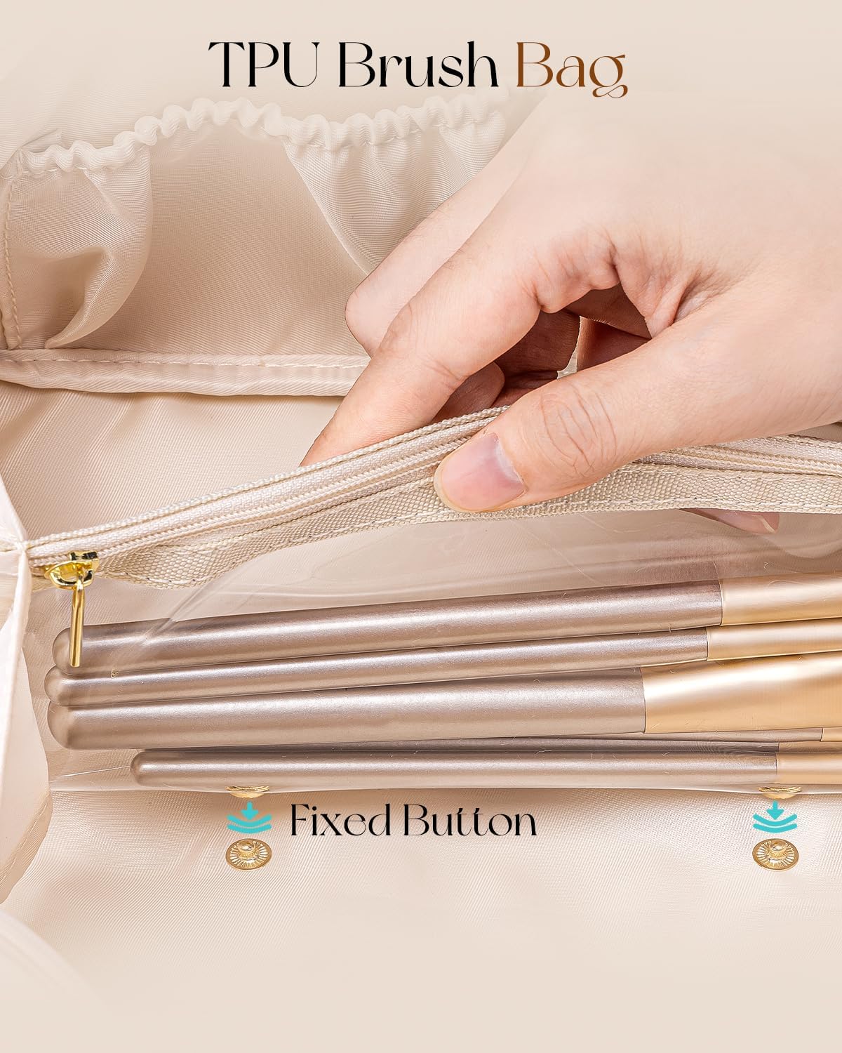 Vlando Makeup Bag,Large Capacity Travel Toiletry Bag,Cosmetic Bags for Women PU Leather Waterproof Portable Pouch with Divider & Handle-Brown