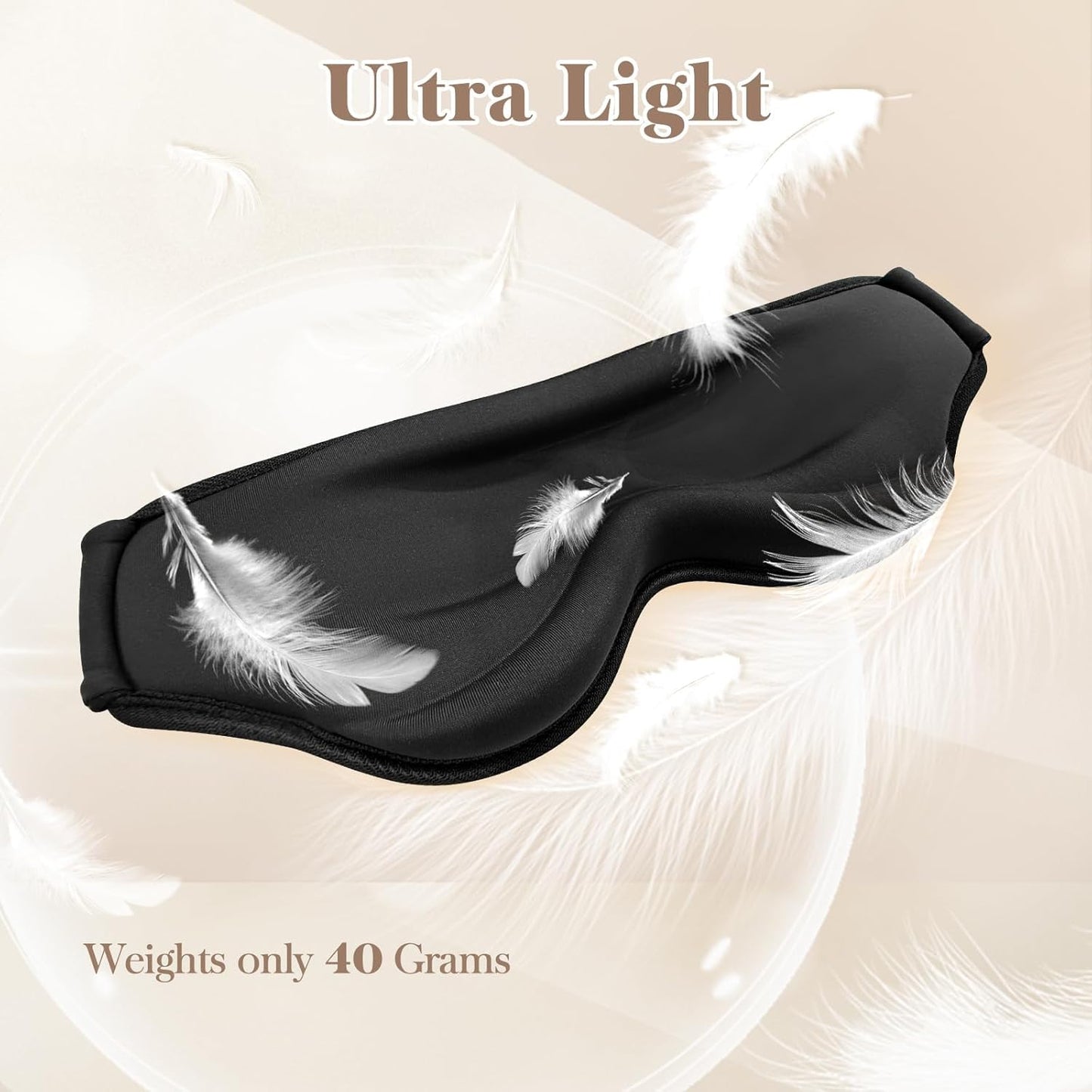 3D Cooling Eye Mask Sleep Mask for Men & Women, 100% Pressure-Free & Light Block-Out Eye Mask for Sleep with Easy Adjustable Strap, Night Eye Cover for Travel, Black