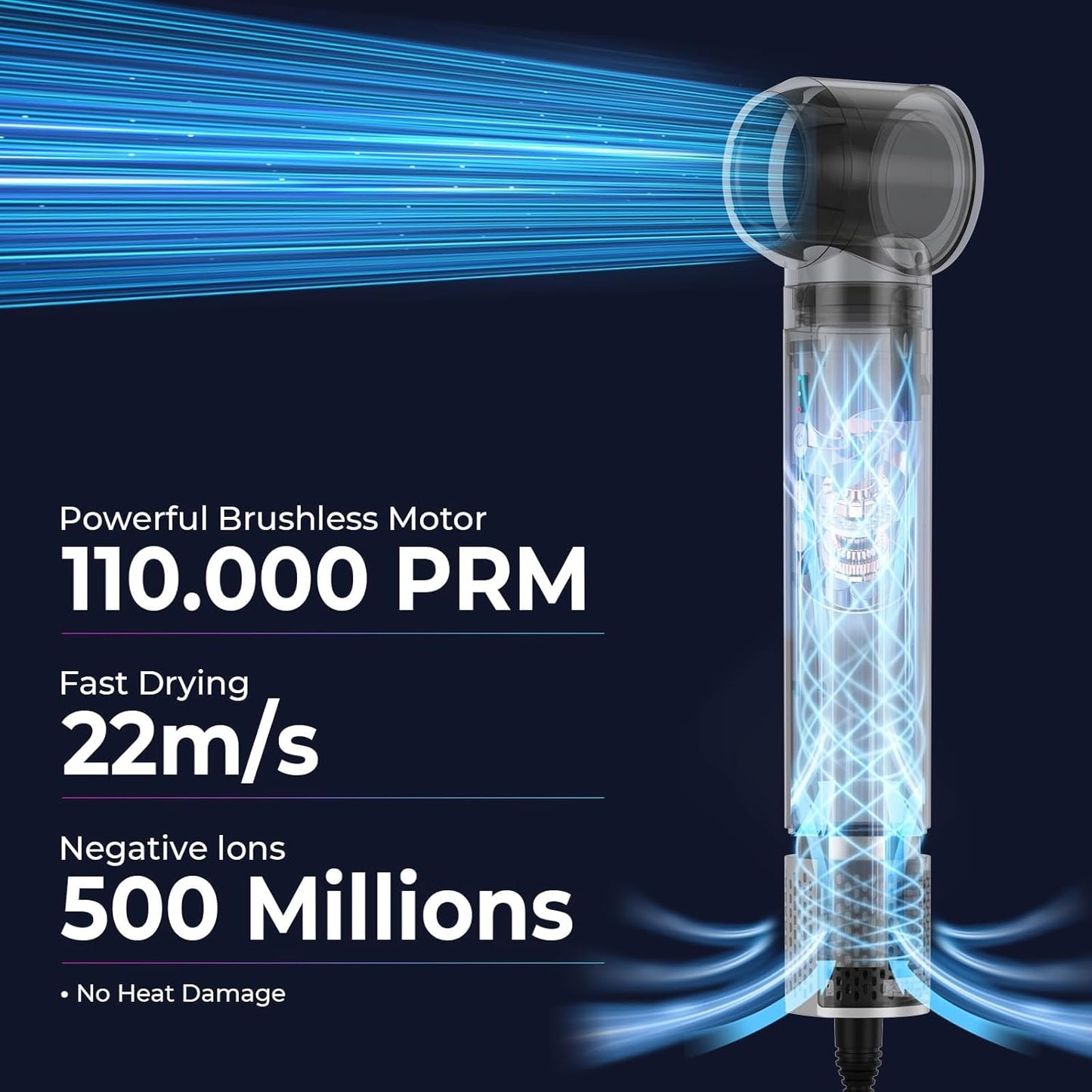 Hair Dryer Brush,Blow Dryer Brush with Attachments,110000 RPM Curly Twist 6 in 1 Air Style, Professional Ionic Hair Styling Tool, Left & Right Air Curler, Volumizer