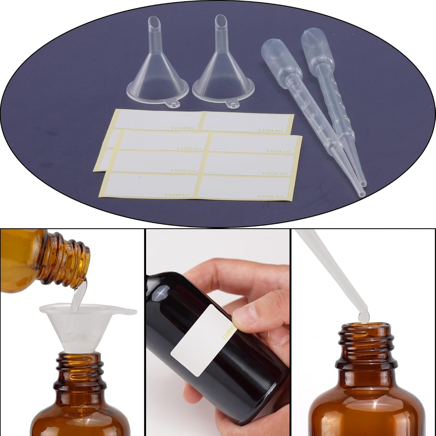 YIZHAO Black Glass Dropper Bottle 2oz, Tincture Bottles with Glass Dropper, for Essential Oils, Aromatherapy, Cosmetic, Laboratory, Pharmacy, Liquids, Travel –12 Pcs