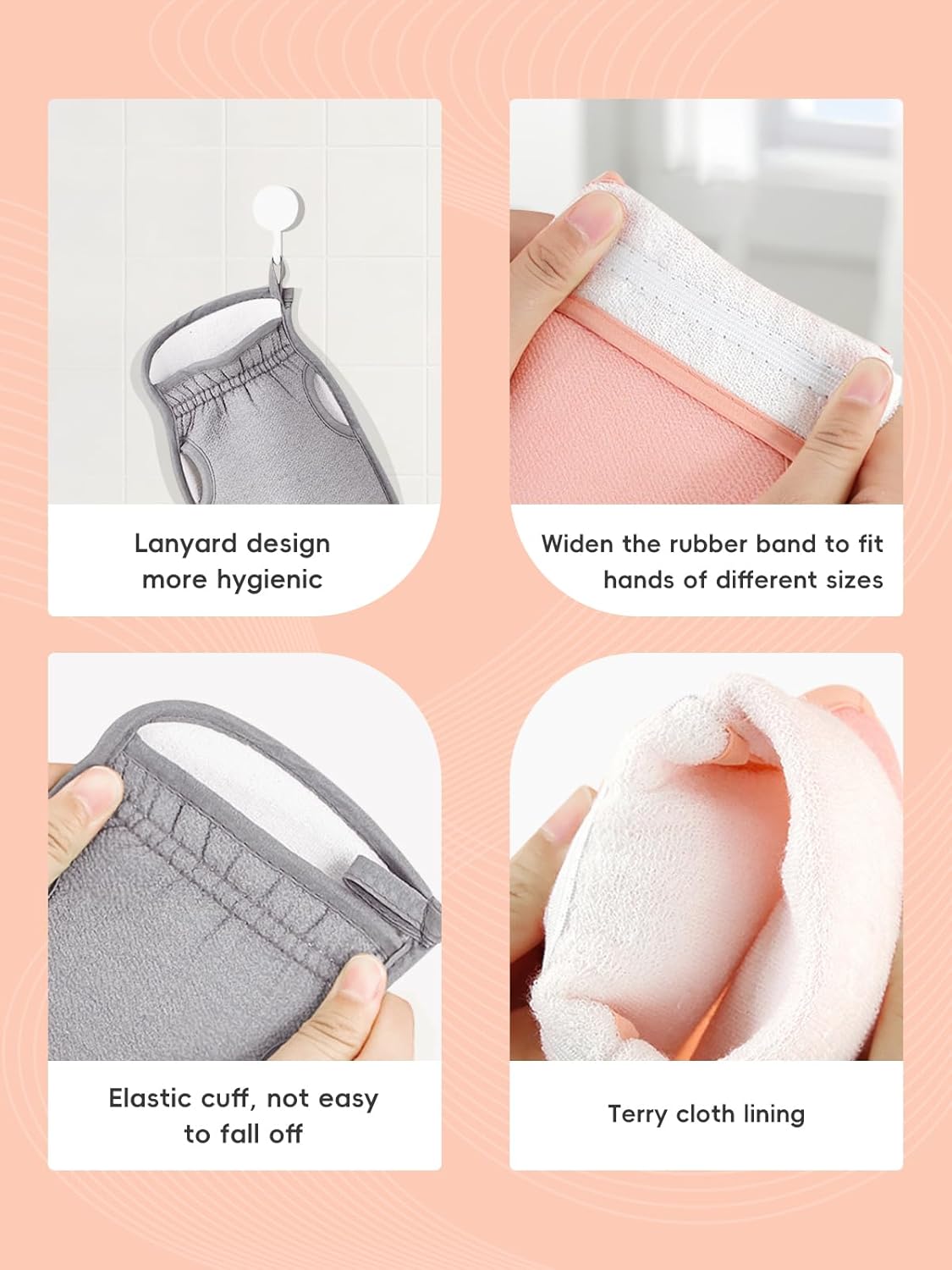 Exfoliating Glove (Original) Machine Washable Newly Upgraded With Thumb Holes Korean Body Scrubber 100% Vegan Viscose Exfoliating Mitt for Dead Skin Removal, Keratosis Pilaris & Self-Tan Prep