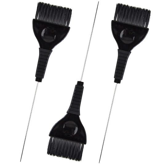 Pintail Hair Dye Brushes - 3 Tint Brushes for Hair Color - Pin Tail for Precise Sectioning - Hair Dye Brush Applicator - Color Brushes for Hair Salon (Black)