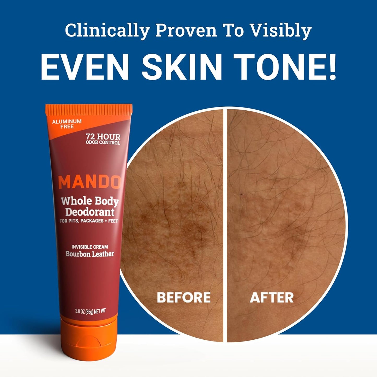 Mando Whole Body Deodorant For Men - Invisible Cream - 72 Hour Odor Control - Aluminum Free, Baking Soda Free, Skin Safe - 3 Ounce Tube (Pack of 2) - Bourbon Leather and Mount Fuji