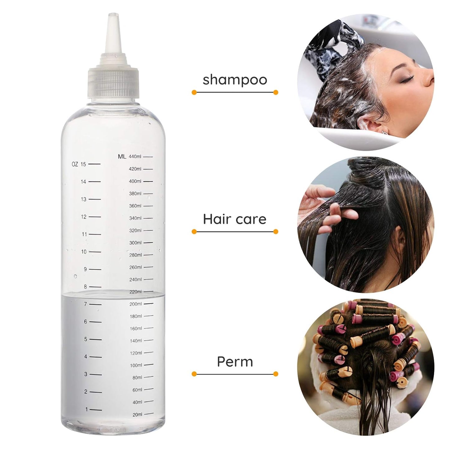 Segbeauty 16.9oz Hair Dye Bottles, 2Pcs 500ml Refillable Measured Hair Color Applicator Bottles, Clear Hair Color Squeeze Bottle with Graduated Scale, PET Twist Top Cap Tip Plastic Empty Dyeing Tool