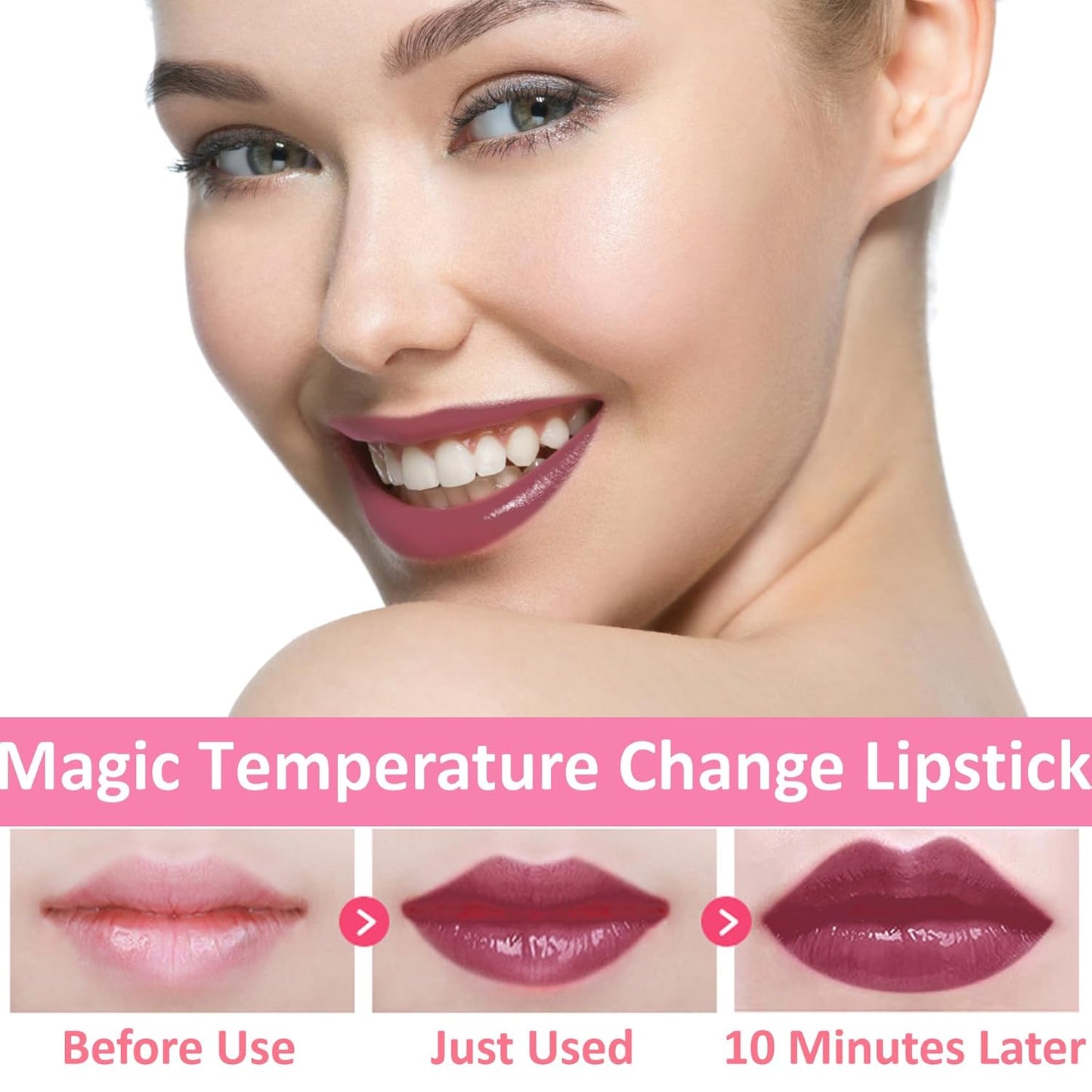 1 Pack Crystal Flower Jelly Lipstick,Magic Color Changing Lipstick,PH Clear Temperature Color Changing Lip Gloss,Lip Balm,Long Lasting Nourishing Moisturizing Lip Stick Set H06