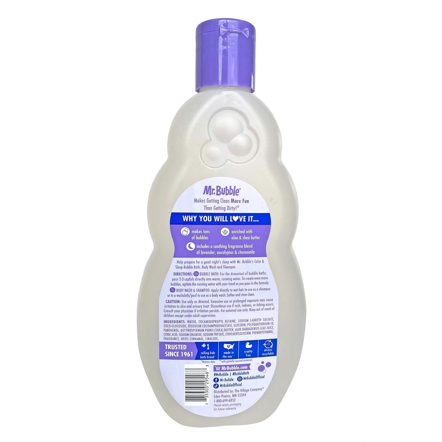 Mr. Bubble Calm and Sleep 3in1 Bubble Bath, Body Wash & Shampoo, 16 oz., Pack of 4