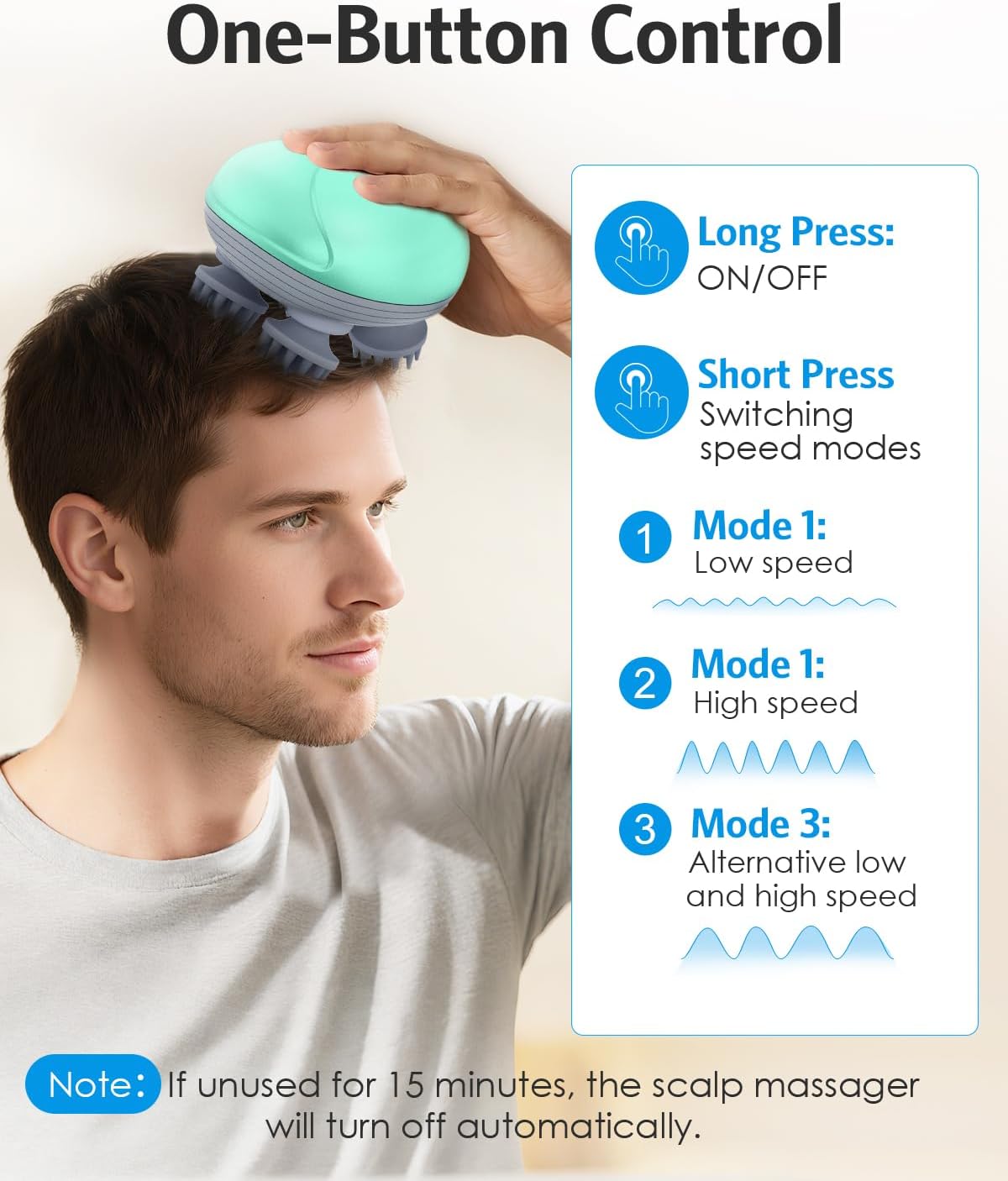 AMIR Electric Scalp Massager, Portable Head Massager with Kneading 96 Massage Nodes, Handheld Head Scratcher Massager for Stress Relax and Pain Relief, Ideal Gifts for Women, Men, Green