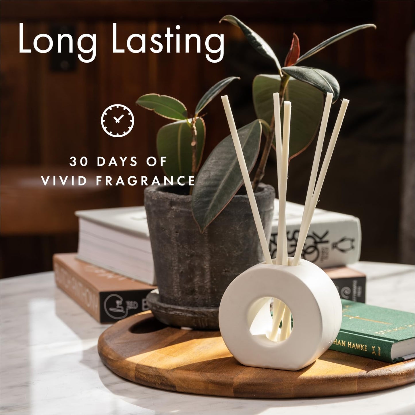 ScentAir Infused Liquidless Reeds | Includes 25 Flameless Reeds and 1 Decorative Vase, White | Essential Oil Aroma Diffuser Sticks | Fresh Spa Scents | Gifting Fragrance | Golden Bamboo