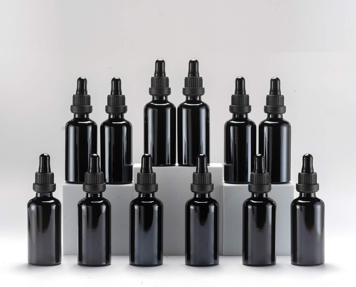 YIZHAO Black Glass Dropper Bottle 2oz, Tincture Bottles with Glass Dropper, for Essential Oils, Aromatherapy, Cosmetic, Laboratory, Pharmacy, Liquids, Travel –12 Pcs
