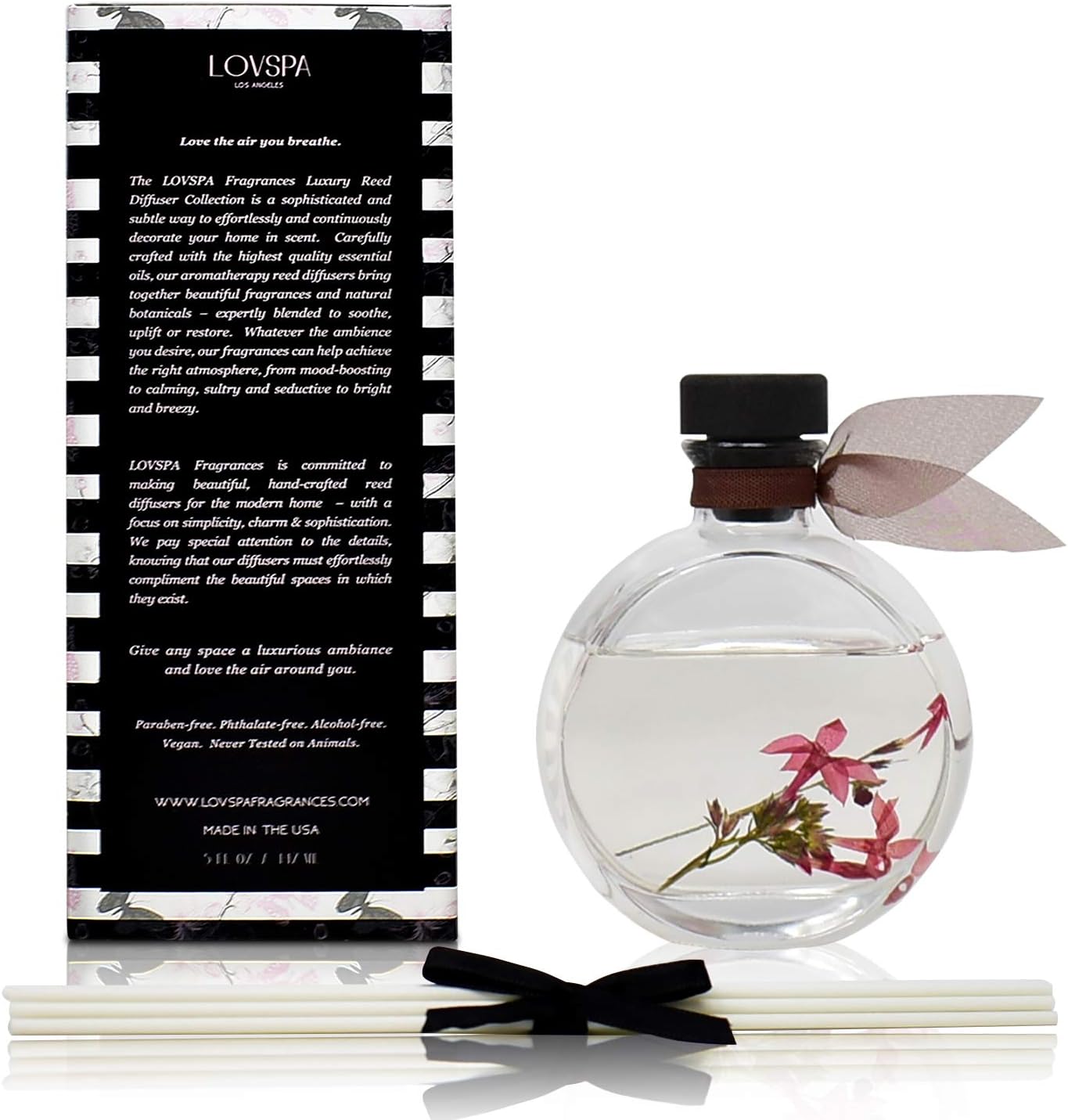 LOVSPA Reed Diffuser Set, Hawaiian Sandalwood Scented Oil Diffuser with Sticks, Home Fragrance Accessories for Bathroom Shelf Decor, Aroma Diffusers for Home or Office Fall Decor, USA Made