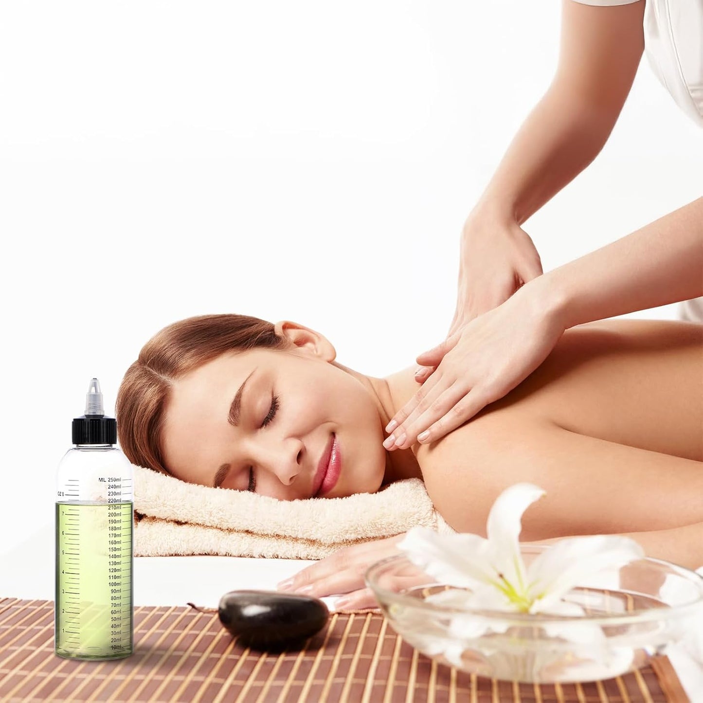 Segbeauty 8.5oz Twist Top Applicator Bottle, 4pcs 250ml Measured Hair Dye Bottles, Clear Empty Hair Oil Bottle with Ratio Graduated Scale, Hair Color Squeeze Bottle Application Bottles for Hair Dyeing